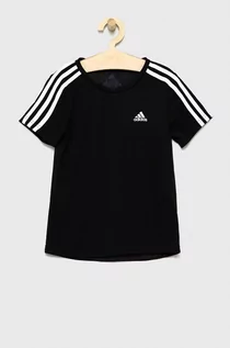 Koszulki dla dziewczynek - Adidas Performance T-shirt dziecięcy kolor czarny gładki - grafika 1