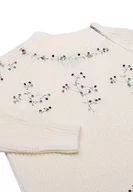 Swetry damskie - faina Damski sweter z golfem z nieregularnymi nitami i wzorem w romby, wełniany biały, rozmiar XS/S, biały (wollweiss), XL - miniaturka - grafika 1