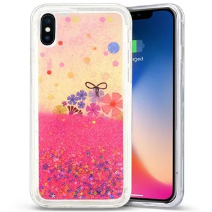 Zizo Liquid Glitter Star Case Etui iPhone X (Spring Flowers) - Etui i futerały do telefonów - miniaturka - grafika 1