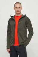 Bluzy męskie - Fjallraven bluza sportowa Abisko kolor zielony z kapturem wzorzysta F82257 - miniaturka - grafika 1