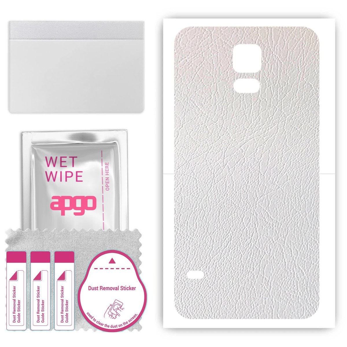 Folia naklejka skórka strukturalna na TYŁ do Samsung Galaxy S5 mini - Skóra Biała - apgo SKINS
