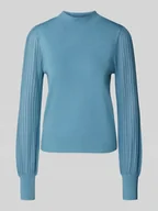 Swetry damskie - Sweter z dzianiny z mieszanki wiskozy ze wzorem ze stójką - miniaturka - grafika 1