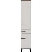 Szafki łazienkowe - Szarobeżowa wysoka szafka łazienkowa w dekorze orzecha 34x190 cm Yonkers – Germania - miniaturka - grafika 1