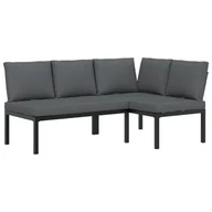 Sofy ogrodowe - vidaXL 2-częściowa sofa ogrodowa z poduszkami czarna aluminium - miniaturka - grafika 1
