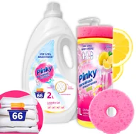 Płyny do naczyń - Zestaw Płyn do naczyń Cytryna 1L + Żel do prania do białych 2L 66 prań NanoWash PINKY - miniaturka - grafika 1