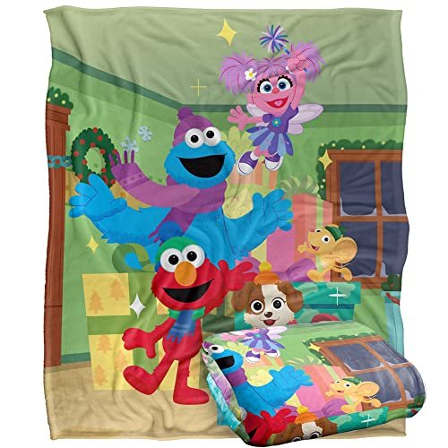 Ulica Sezamkowa Furry Friends Forever Elmo Abby Cookie Monster prezenty dla dzieci jedwabisty w dotyku koc, 152 x 127 cm