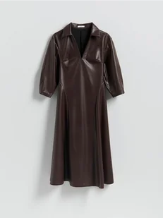 Reserved - Sukienka z imitacji skóry - brązowy - Sukienki - miniaturka - grafika 1