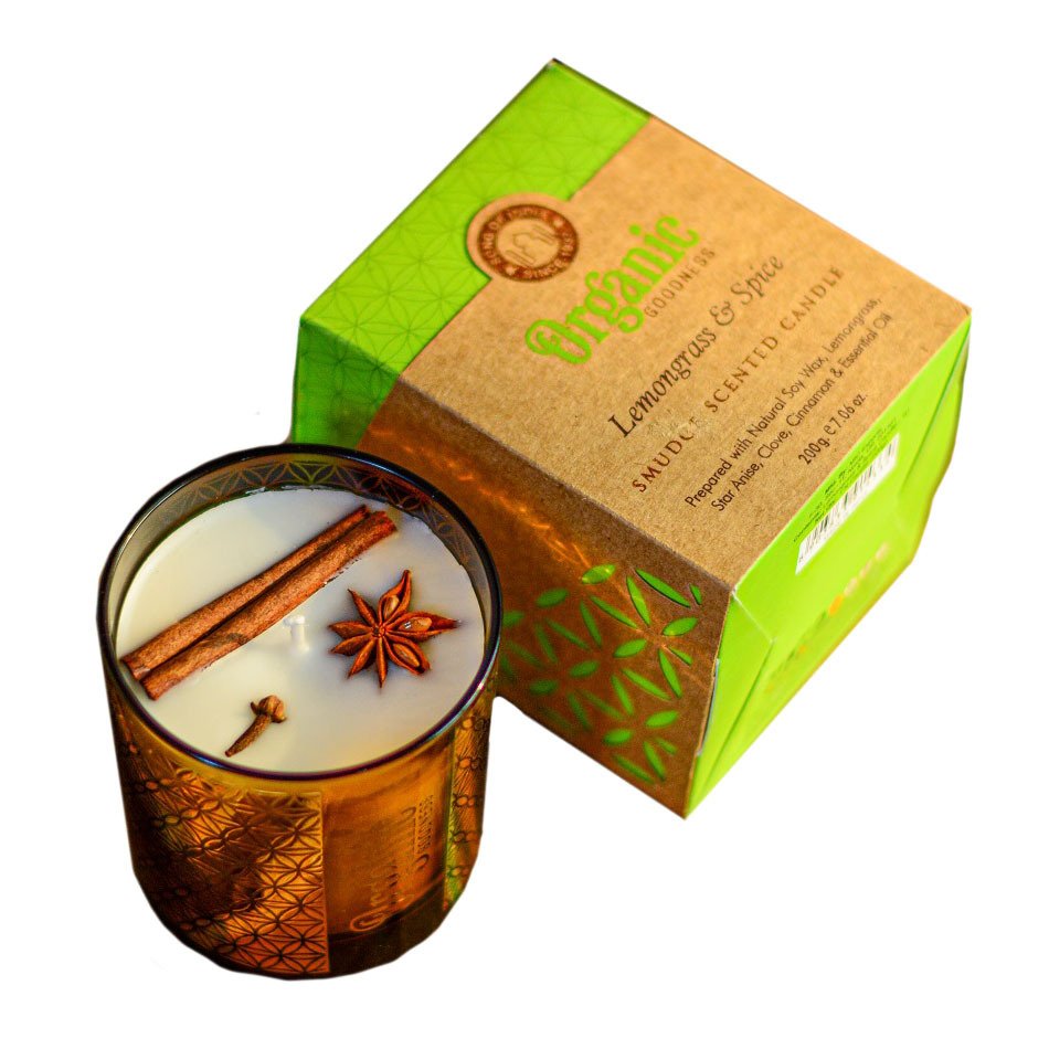 ARÔME Song of India Świeca zapachowa Organic Goodness 200 g Trawa cytrynowa i przyprawy