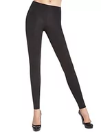 Legginsy - Niebieskie legginsy obcisłe z czarnymi kryształkami Rozmiar S - miniaturka - grafika 1