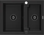 Zlewozmywaki - Mexen Carlos zlewozmywak granitowy 1,5-komorowy 582 x 475 mm, czarny, syfon czarny - 6518581500-77-B - miniaturka - grafika 1