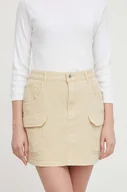 Spódnice - Pepe Jeans spódnica kolor beżowy mini prosta - miniaturka - grafika 1