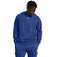 Bluzy sportowe męskie - Męska bluza dresowa nierozpinana bez kaptura Under Armour UA Rival Fleece Crew - niebieska - UNDER ARMOUR - miniaturka - grafika 1