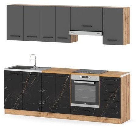 Meble Kuchenne Z Blatem Mały Mokka Plus 2.4m Wotan Szara Mat San Sebastian