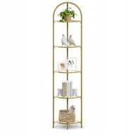 Regały - Narożny szklany regał na książki ozdoby dekoracje złoty Glamour 158 cm - miniaturka - grafika 1