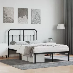 vidaXL Metalowa rama łóżka z wezgłowiem, czarna, 120x200 cm - Inne meble do sypialni - miniaturka - grafika 1