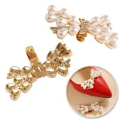 Kolczyki - Klipsy do butów KOKARDKI z cyrkoniami i perełkami 2 szt. KDB52 - miniaturka - grafika 1