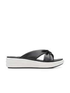 Clarks Japonki "Drift Ave" w kolorze czarnym na koturnie - Klapki i japonki damskie - miniaturka - grafika 1