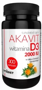 Akavit, Witamina D3 2000 Vitadiet, 300 Kaps. - Witaminy i minerały - miniaturka - grafika 1