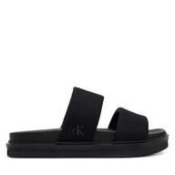 Klapki i japonki męskie - Klapki Calvin Klein Jeans Flat Molded Dbl Bar Sandal Cv YM0YM01222 Czarny - miniaturka - grafika 1