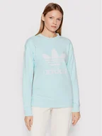 Bluzy damskie - adidas Bluza Treofil Crew HL6678 Niebieski Regular Fit - miniaturka - grafika 1