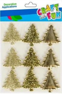 OZDOBNE NAKLEJKI o motywie choinek 9 sztuk KOLOR ZŁOTY CRAFT FUN - Zabawki kreatywne - miniaturka - grafika 1