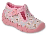Buty dla dziewczynek - Kapcie dziecięce dziewczęce domowe na zapinki różowe Befado 110N485-24 - miniaturka - grafika 1