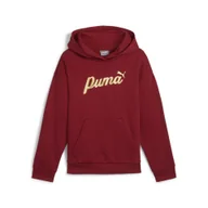 Odzież sportowa dziecięca - Młodzieżowa bluza z kapturem ESS+ SCRIPT PUMA Intense Red Gold Foil - miniaturka - grafika 1