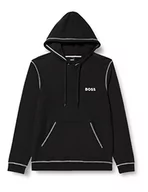 Bluzy męskie - BOSS Męska bluza z kapturem Contemporary Loungew_Sweatshirt, czarny (Black1), XL - miniaturka - grafika 1