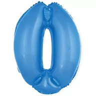 Balony i akcesoria - GoDan Balon foliowy cyfra 0, 14", niebieski FG-C35N0 - miniaturka - grafika 1