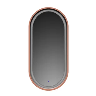 Lustro owalne LED z piaskowaniem i włącznikiem - miedziane - 45/80 cm - Lustra - miniaturka - grafika 1