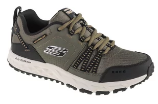 Skechers Męskie trampki Escape Plan, Zielona oliwkowa skórzana siateczka czarna wykończenie Olbk, 44 EU - Trampki męskie - miniaturka - grafika 1