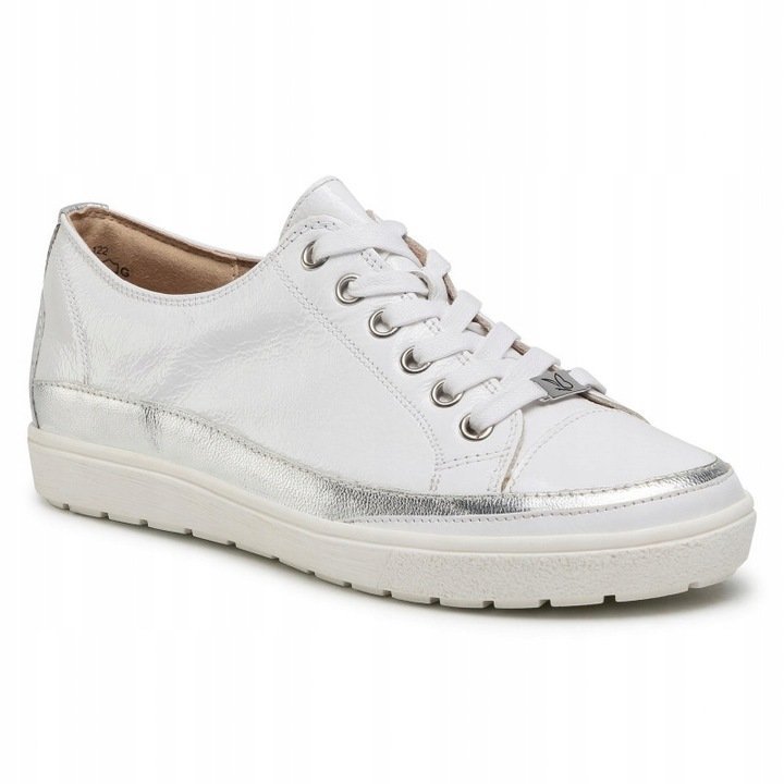 Białe półbuty trampki damskie Caprice 9-23654 skóra lakierowana modne r.39