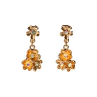 Kolczyki - Klipsy do uszu złote z kwiatkami - miniaturka - grafika 1