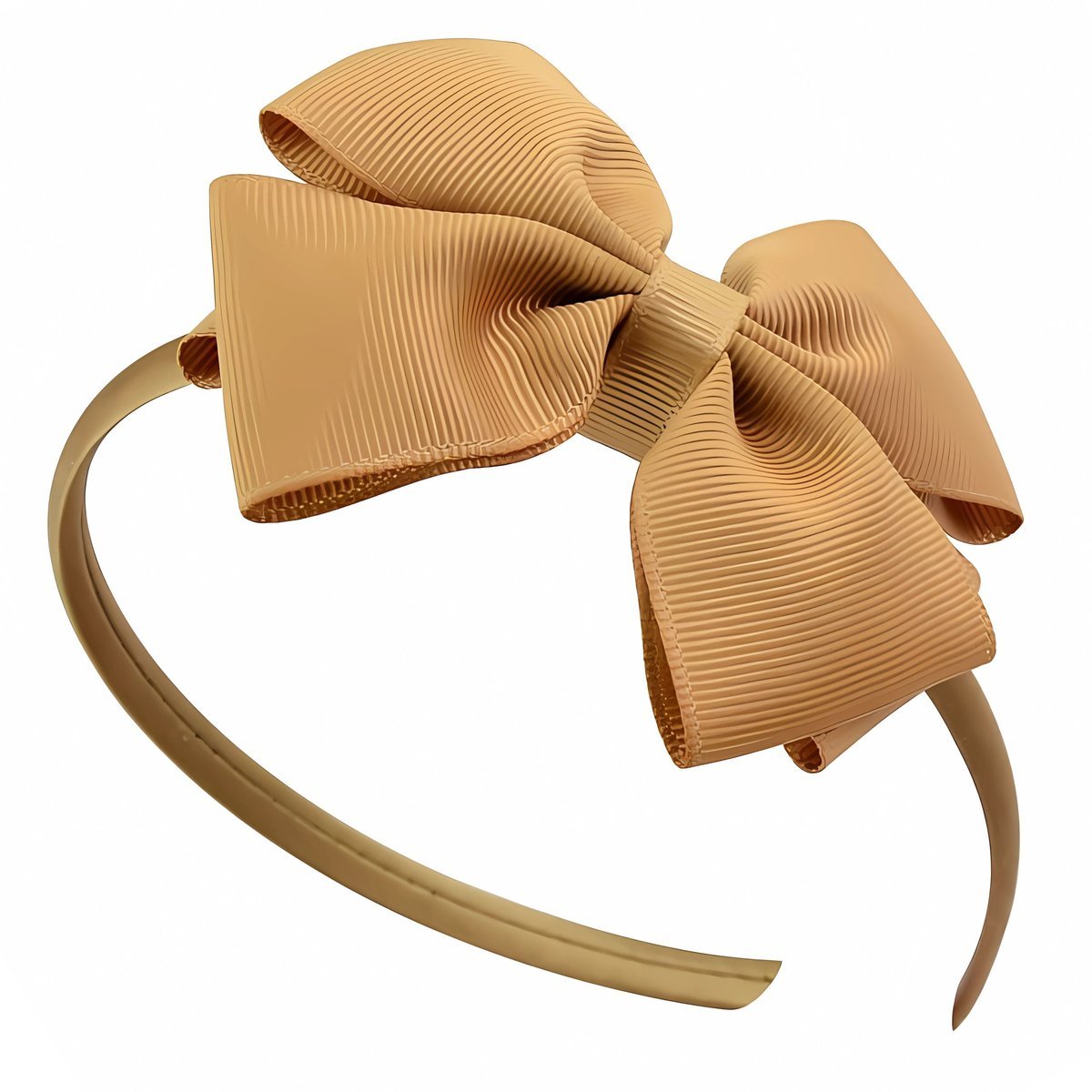 Opaska do Włosów Beżowa na Głowę z Kokardą dla Dziewczynki Lekka