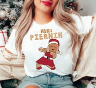 Bluzki damskie - damska koszulka na święta pani piernik blondynka - miniaturka - grafika 1