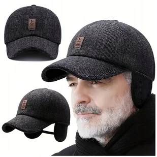 Zimowa Czapka Z Daszkiem Chowane Nauszniki Ciepła Dla Starszej Osoby Zimę - Czapki damskie - miniaturka - grafika 1