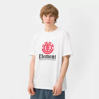 Koszulki sportowe męskie - Męski t-shirt z nadrukiem Element Vertical - biały - ELEMENT - grafika 1