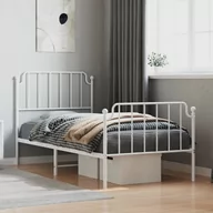 Łóżka - Metalowa rama łóżka z wezgłowiem i zanóżkiem, biała, 90x200 cm Lumarko! - miniaturka - grafika 1