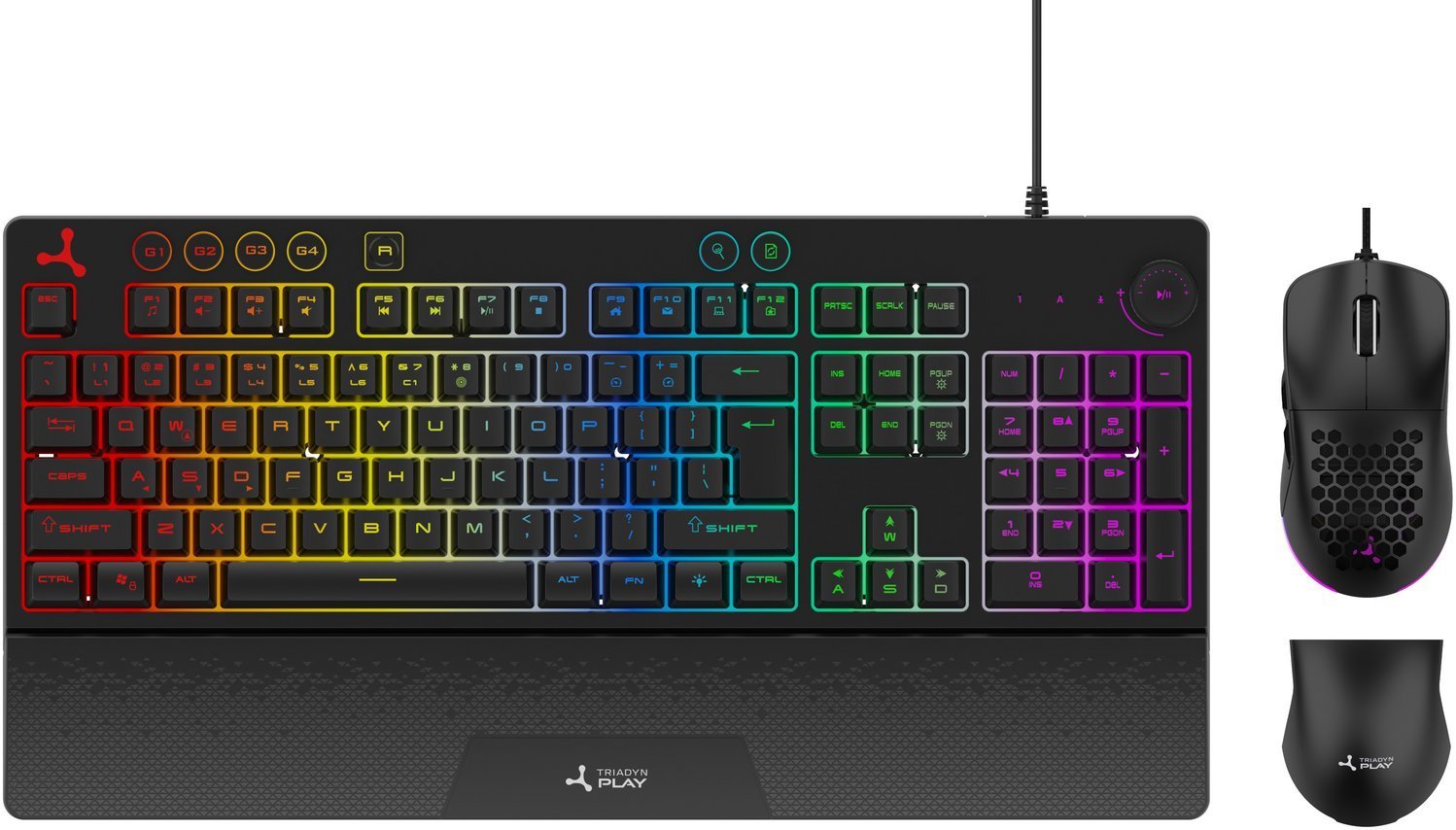 Nowy Zestaw Triadyn TRITON Gamingowa Klawiatura TARVOS RGB Anti-Ghosting i Mysz TELESTO 12800 DPI HUANO Oprogramowanie Dla Gracza