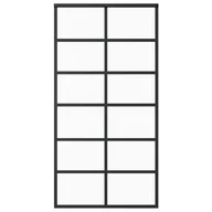 Drzwi wewnętrzne - vidaXL Lumarko Drzwi przesuwne, szkło ESG i aluminium, 102x205 cm, czarne 151022 - miniaturka - grafika 1