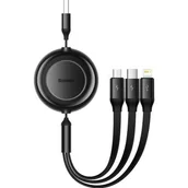 Kable USB - Kabel USB 3w1 Baseus Bright Mirror 2, micro USB / Lightning / USB-C, płaski, 3.5A, 1.1m (czarny) - miniaturka - grafika 1