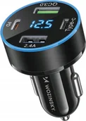 Ładowarki samochodowe - Ładowarka Wozinsky Ładowarka samochodowa Wozinsky WDCCB z wyświetlaczem 50W 2xUSB-C / 2xUSB-A - czarna - miniaturka - grafika 1