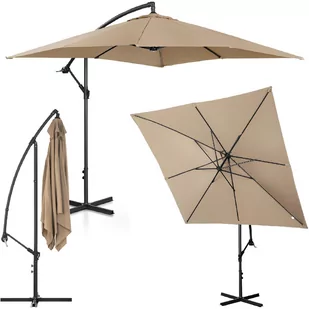 Parasol ogrodowy na wysięgniku kwadratowy 250 x 250 cm szarobrązowy - Parasole ogrodowe - miniaturka - grafika 1
