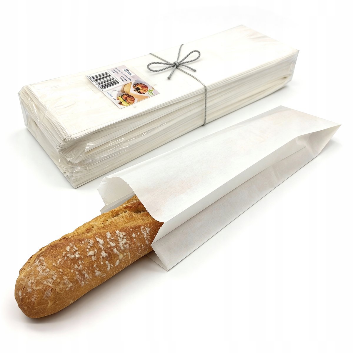 TORBA PAPIOROWA TOREBKA EKO TORBY DUŻE FAŁDOWE BIAŁE 12x41cm ZESTAW 500 SZT