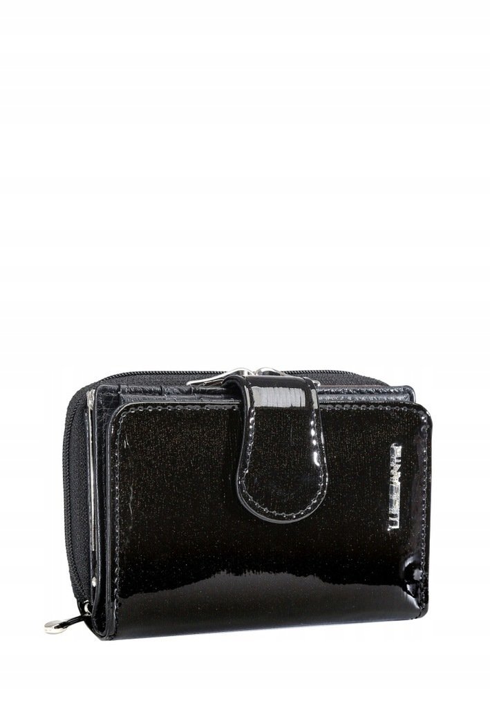 Portfel Damski Skóra Naturalna Lakierowany LUIGISANTO Czarny Zgrabny