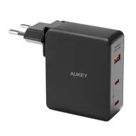 Ładowarki do telefonów - Ładowarka sieciowa Aukey PA-B7O, 1xUSB-A, 2xUSB-C, 140W GaN (czarna) - miniaturka - grafika 1