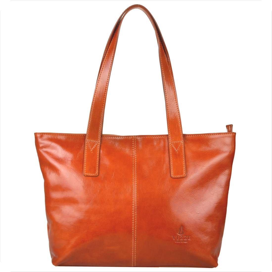 Torebka skórzana shopper XL rudy brąz VEZZE Maxi