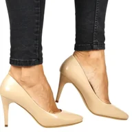 Czółenka - DAMSKIE CZÓŁENKA NA SZPILCE SERGIO LEONE 1396 COFFEE BEŻOWE - miniaturka - grafika 1