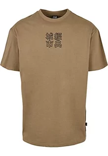 Koszulki męskie - Urban Classics Męski T-shirt z chińskim napisem na przodzie i plecach, chiński symbol herbaty, górna część dla mężczyzn dostępna w 2 kolorach, rozmiary S – 5XL, khaki/czarny., 4XL - grafika 1