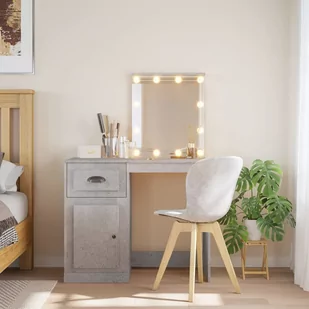 vidaXL Toaletka z lampkami LED, szarość betonu, 90x42x132,5 cm - Toaletki - miniaturka - grafika 1